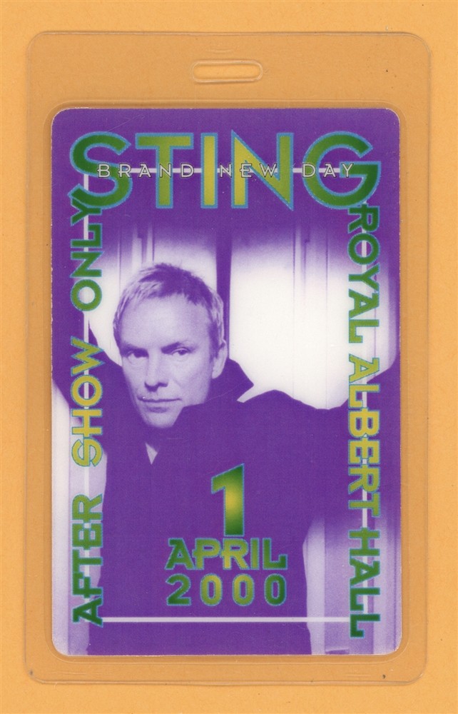 Sting 2000 Brand New Tour After Show Laminated Backstage Pass