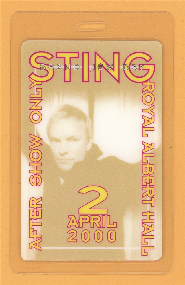Sting 2000 Brand New Tour After Show Laminated Backstage Pass
