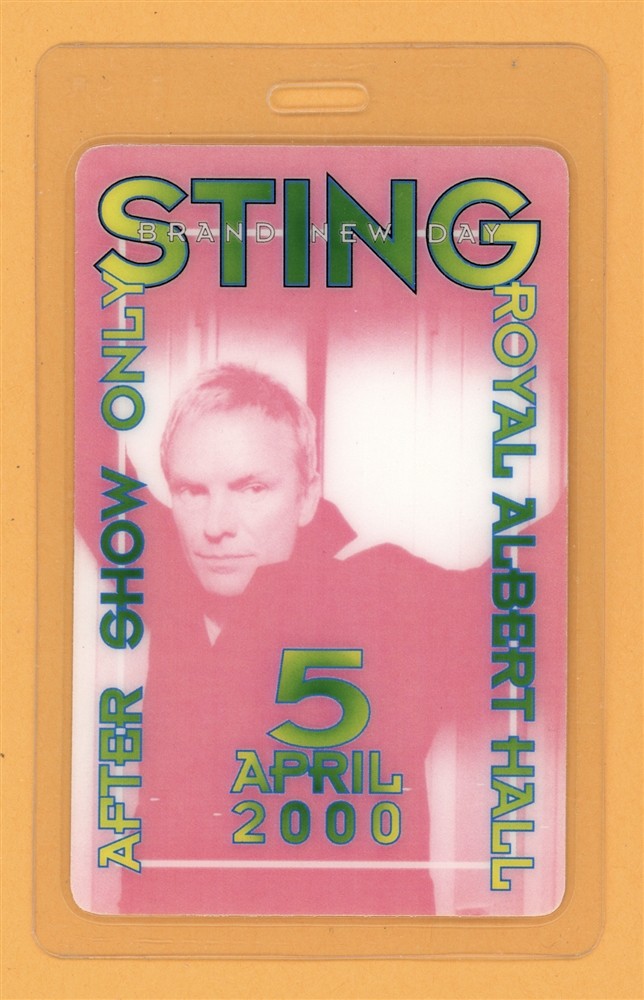 Sting 2000 Brand New Tour After Show Laminated Backstage Pass