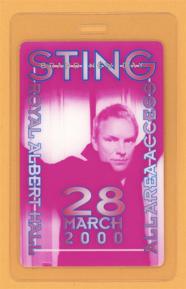 Sting 2000 Brand New Tour All Access Laminated Backstage Pass