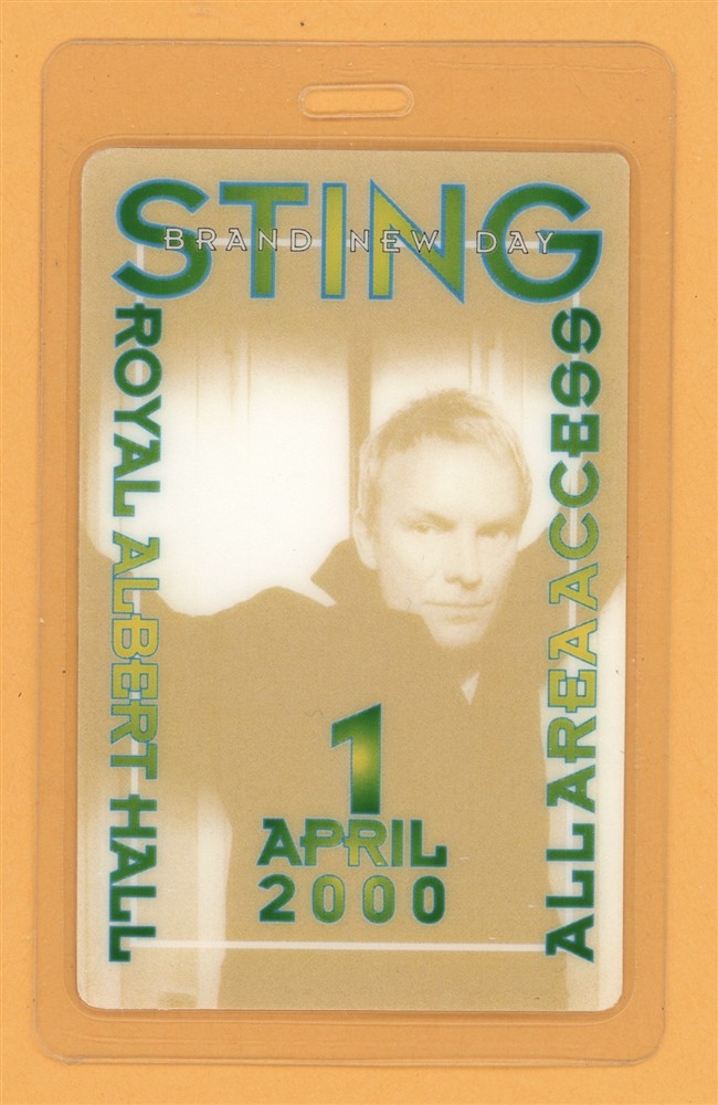 Sting 2000 Brand New Tour All Access Laminated Backstage Pass