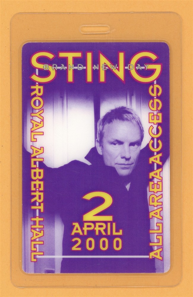 Sting 2000 Brand New Tour All Access Laminated Backstage Pass