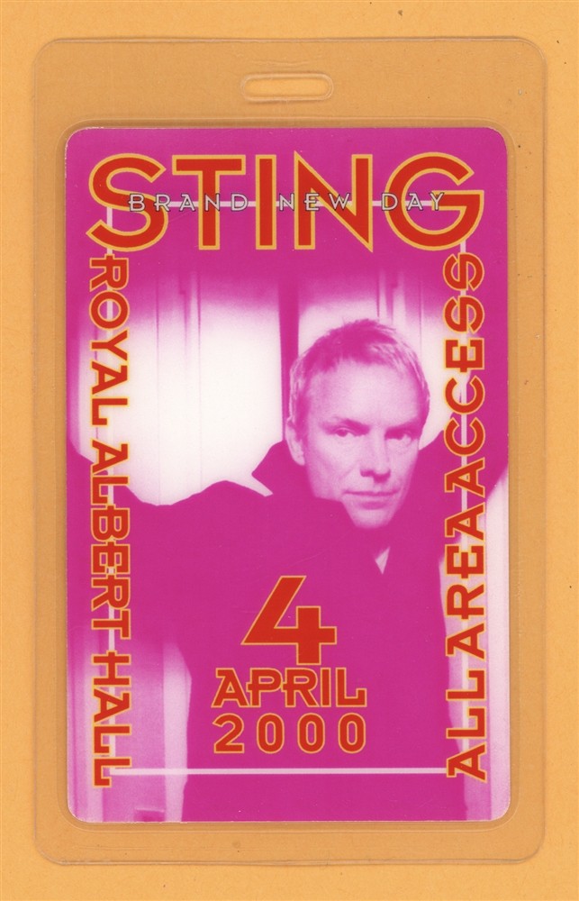 Sting 2000 Brand New Tour All Access Laminated Backstage Pass
