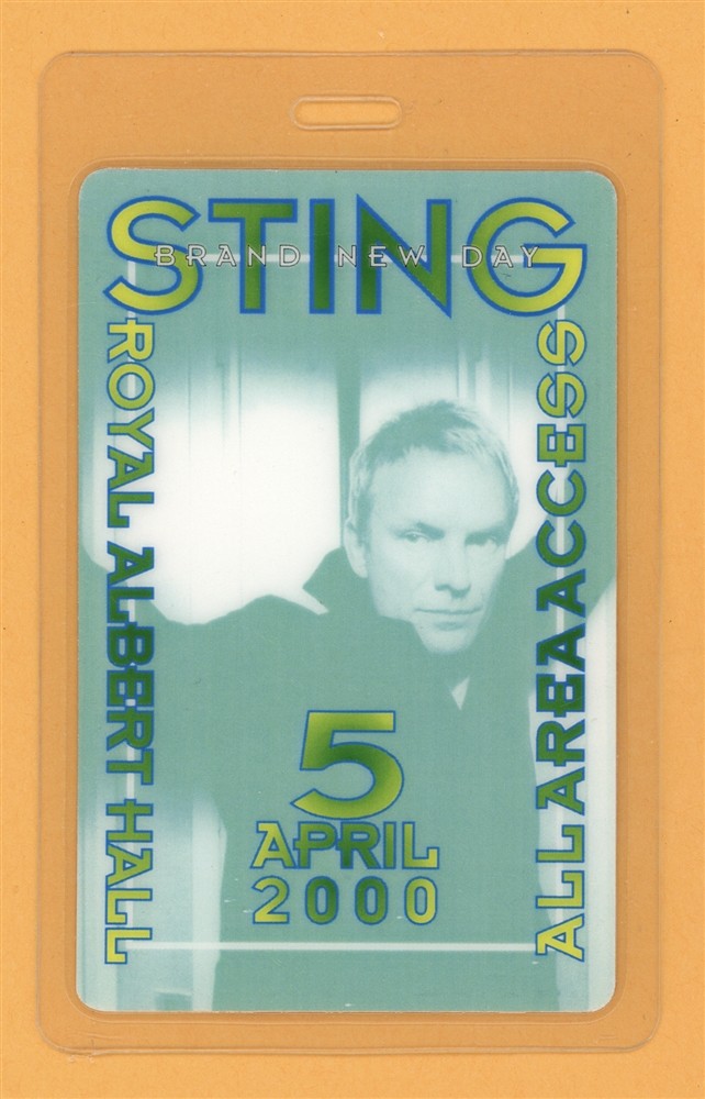 Sting 2000 Brand New Tour All Access Laminated Backstage Pass