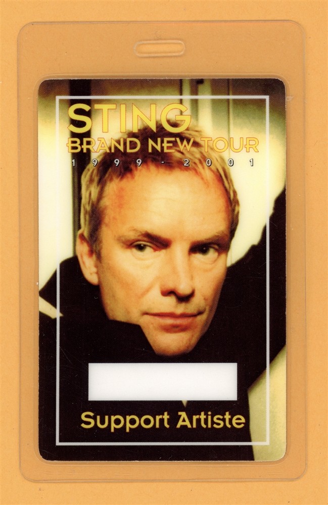 Sting 2001 Brand New Tour Support Laminated Backstage Pass