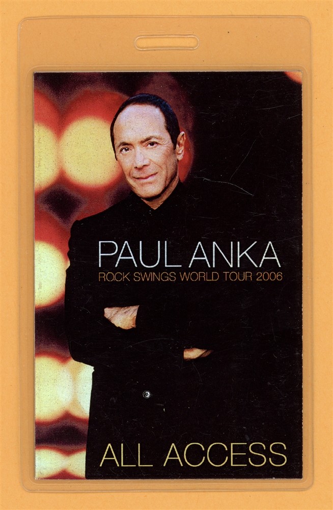 Paul Anka 2006 Rock Swings Tour All Access Laminated Backstage Pass