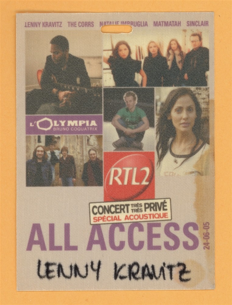 Lenny Kravitz 2005 Concert Tour All Access Backstage Pass