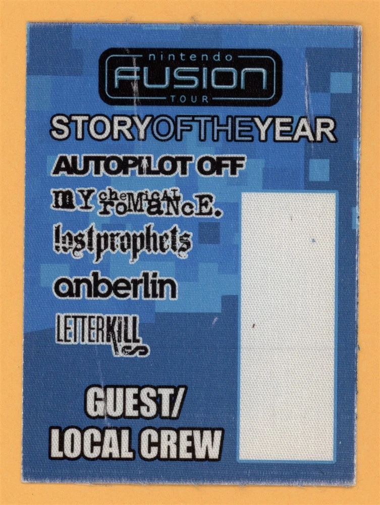 My Chemical Romance 2004 Nintendo Fusion Concert Tour Crew Backstage Pass