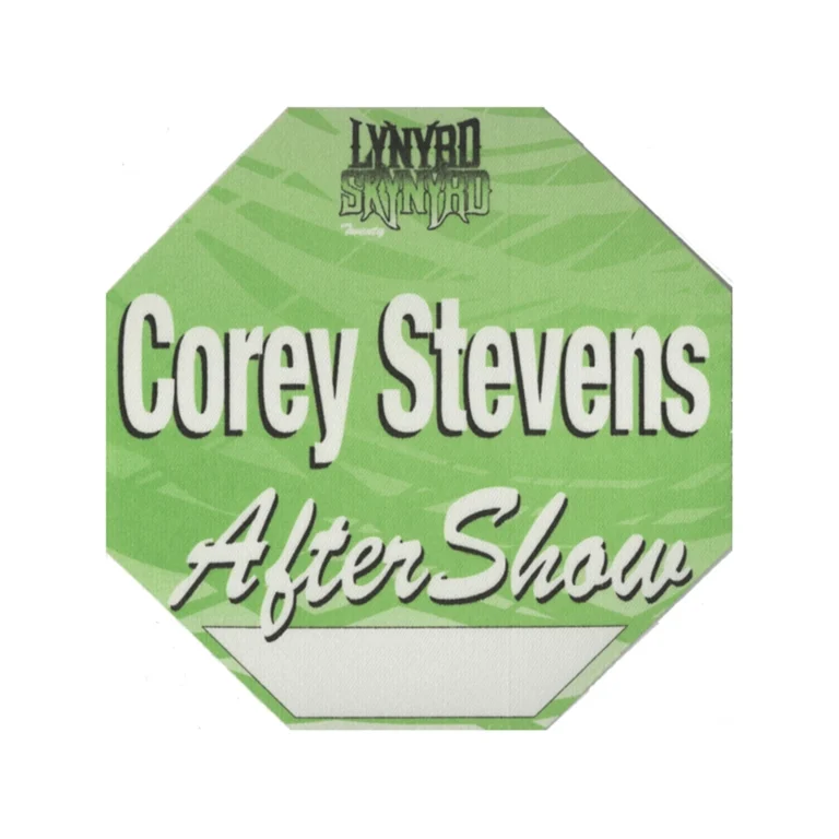 Lynyrd Skynyrd 1997 Twenty Concert Tour Corey Stevens Aftershow Backstage Pass