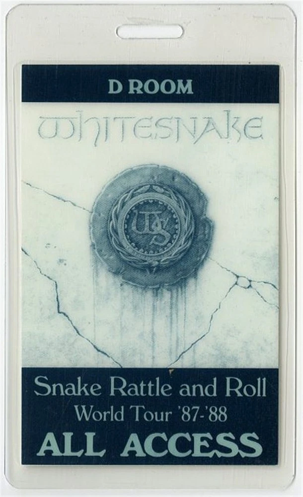 Whitesnake 1987 Snake Rattle and Roll Tour All Access Laminated Backstage Pass