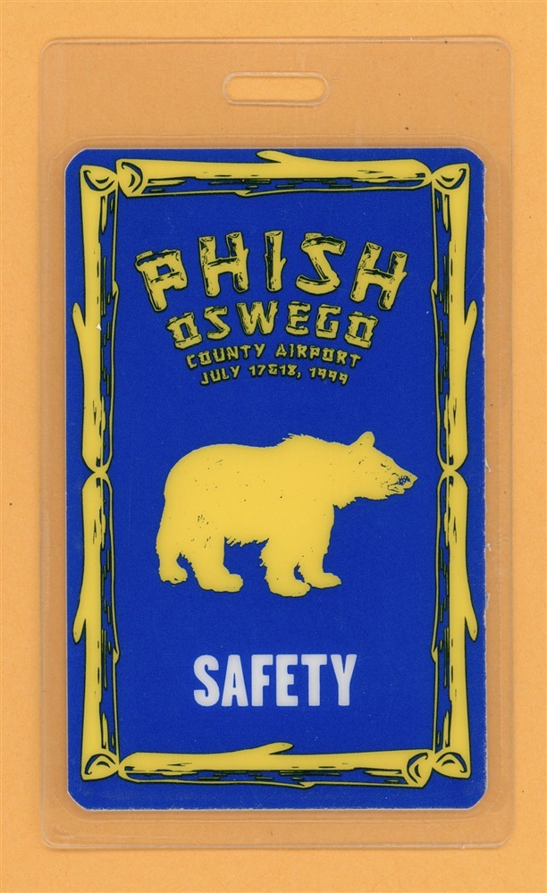 Phish 1999 Oswego Tour Safety Laminated Backstage Pass
