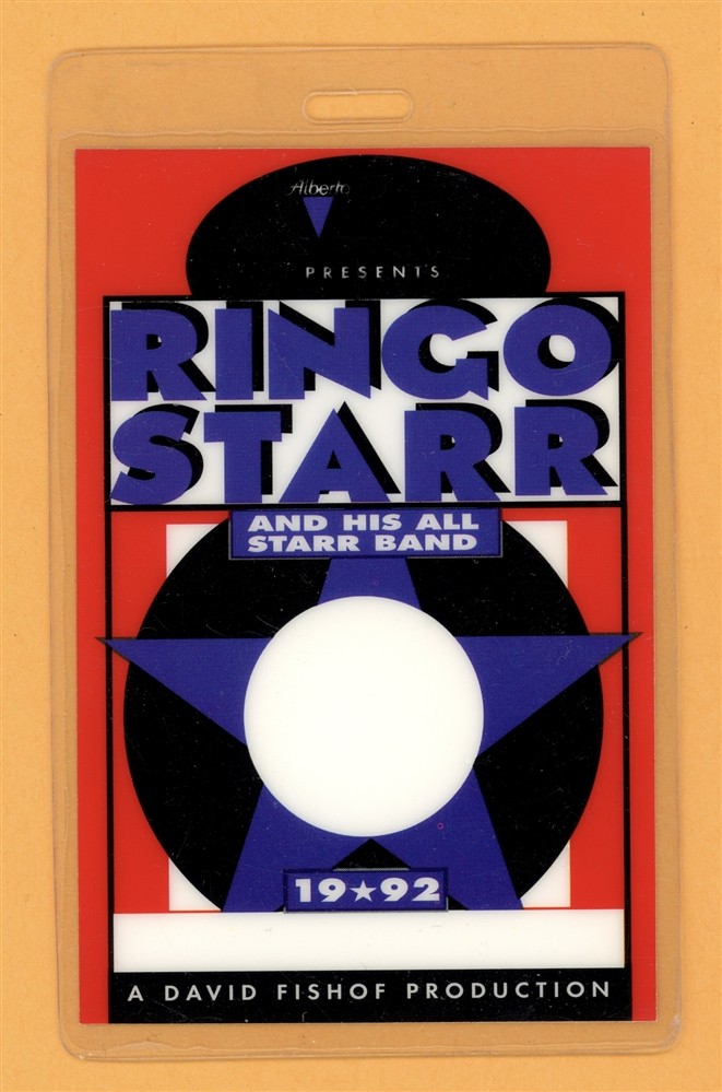 Ringo Starr 1992 All Star Band Tour Laminated Backstage Pass