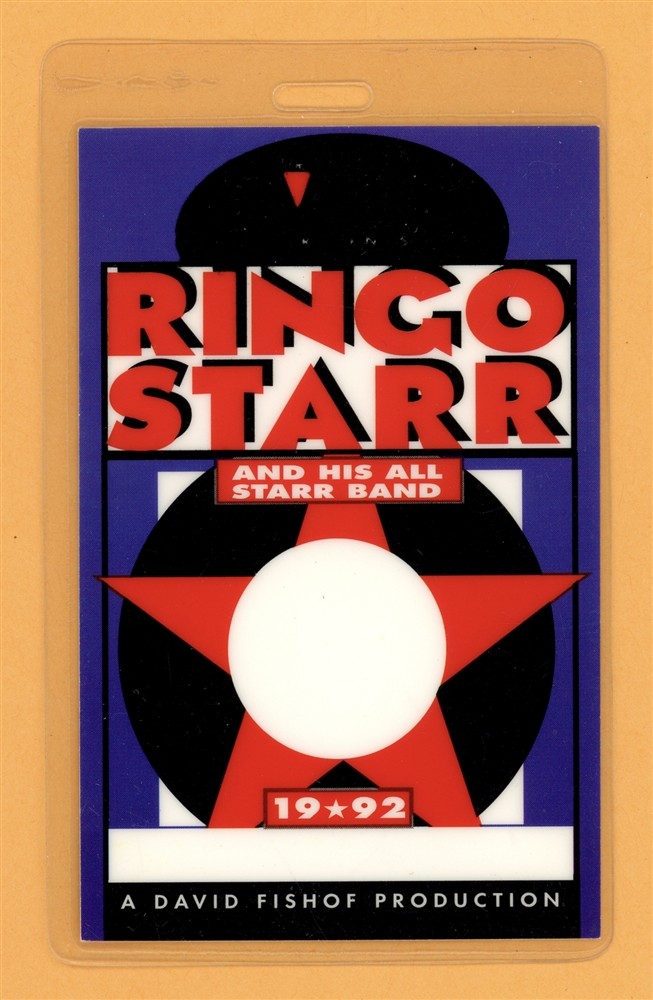 Ringo Starr 1992 All Star Band Tour Laminated Backstage Pass