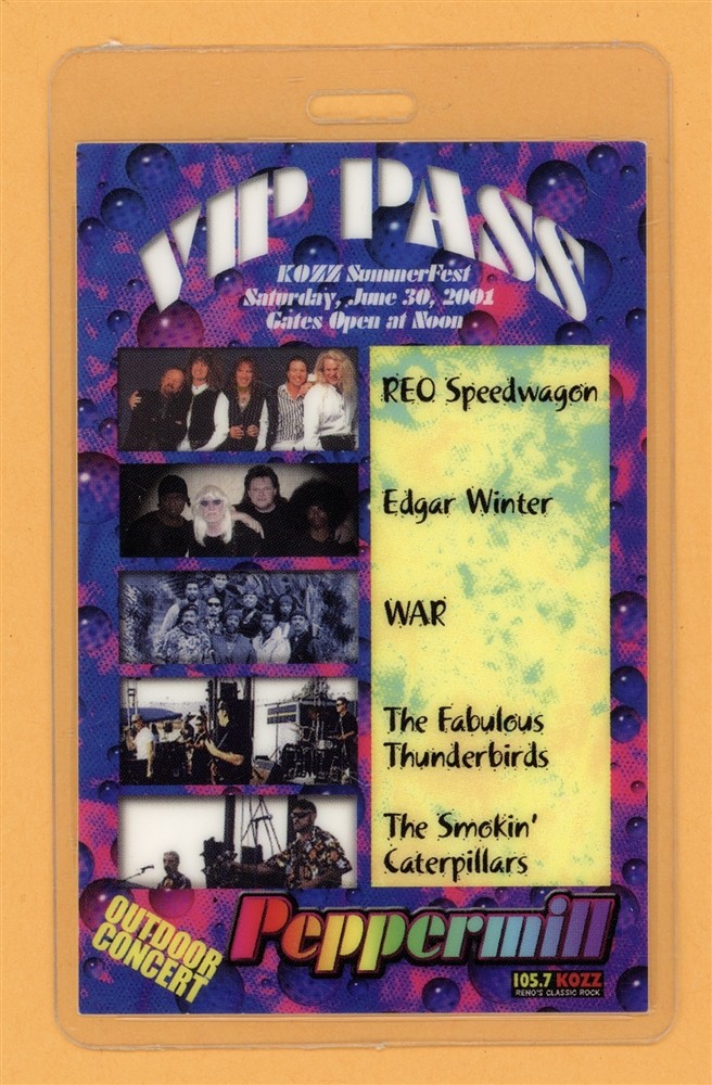 REO Speedwagon 2001 Tour VIP Laminated Backstage Pass