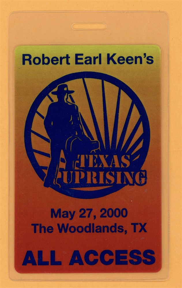 Robert Earl Keen 2000 Texas Uprising Tour All Access Laminated Backstage Pass