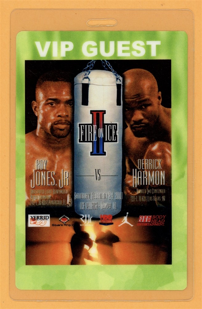 Roy Jones Jr. 2001 Fire on Ice II Derrick Harmon VIP Laminated Backstage Pass