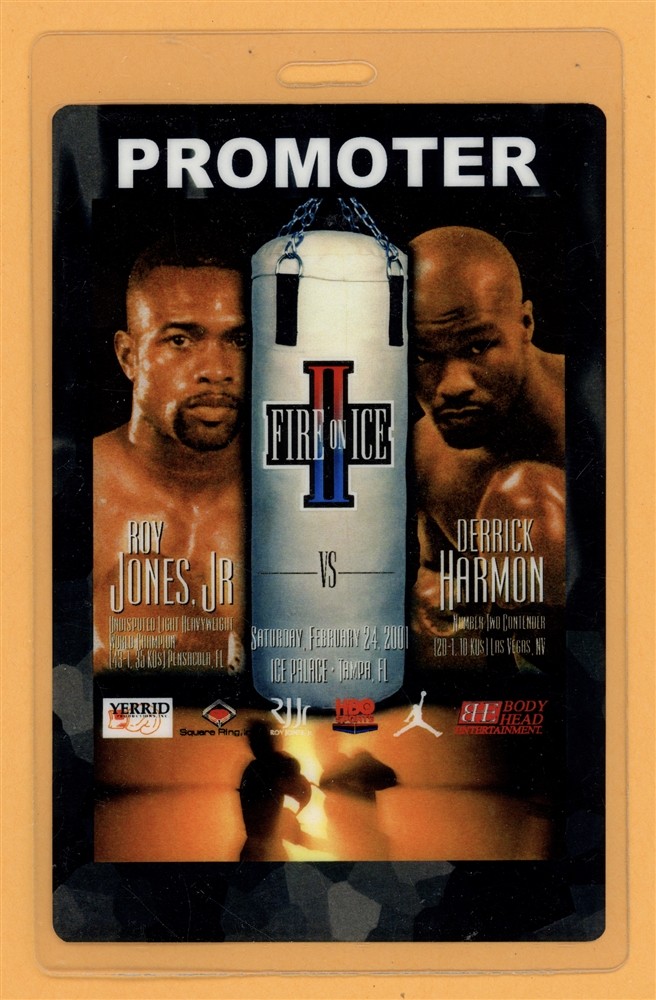 Roy Jones Jr. 2001 Fire on Ice II Derrick Harmon Laminated Backstage Pass