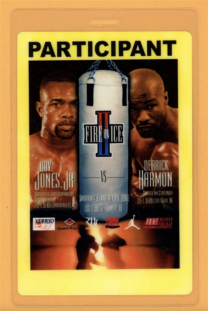 Roy Jones Jr. 2001 Fire on Ice II Derrick Harmon Laminated Backstage Pass