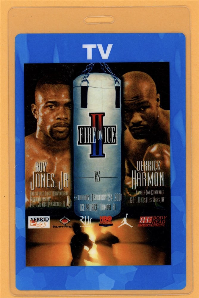 Roy Jones Jr. 2001 Fire on Ice II Derrick Harmon TV Laminated Backstage Pass