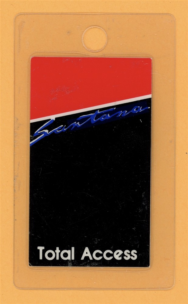 Santana 1983 Concert Tour Total Access Laminated Backstage Pass