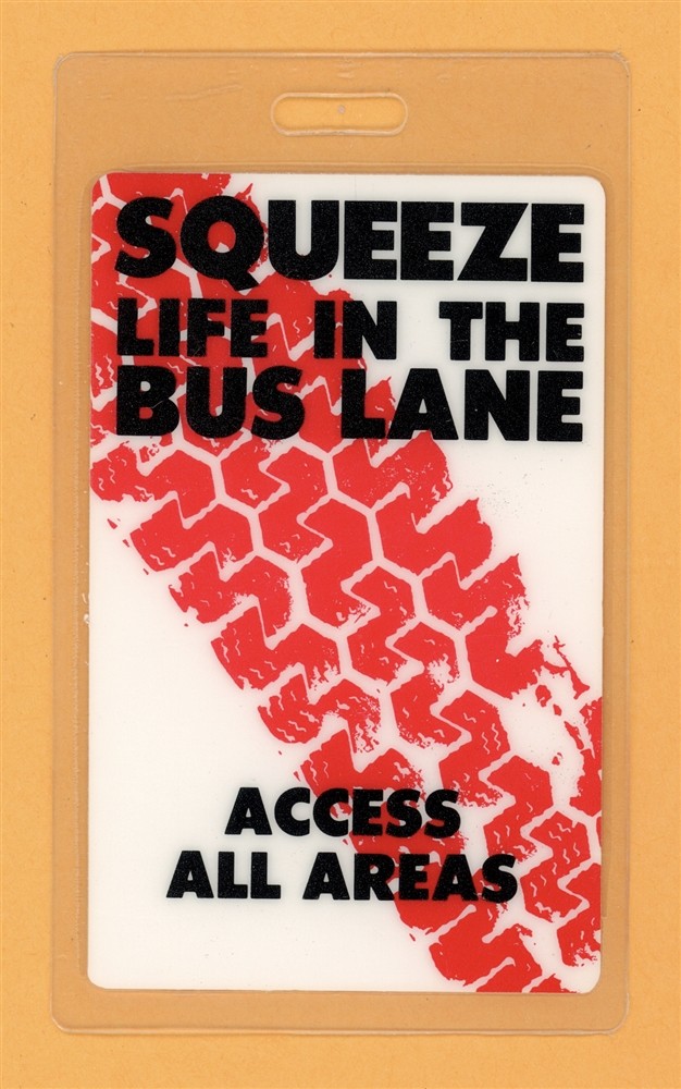 Squeeze 1993 Life in the Bus Lane Tour AAA Laminated Backstage Pass