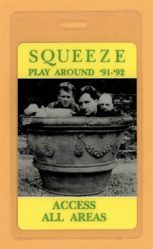 Squeeze 1991 Play Around Tour AAA Laminated Backstage Pass