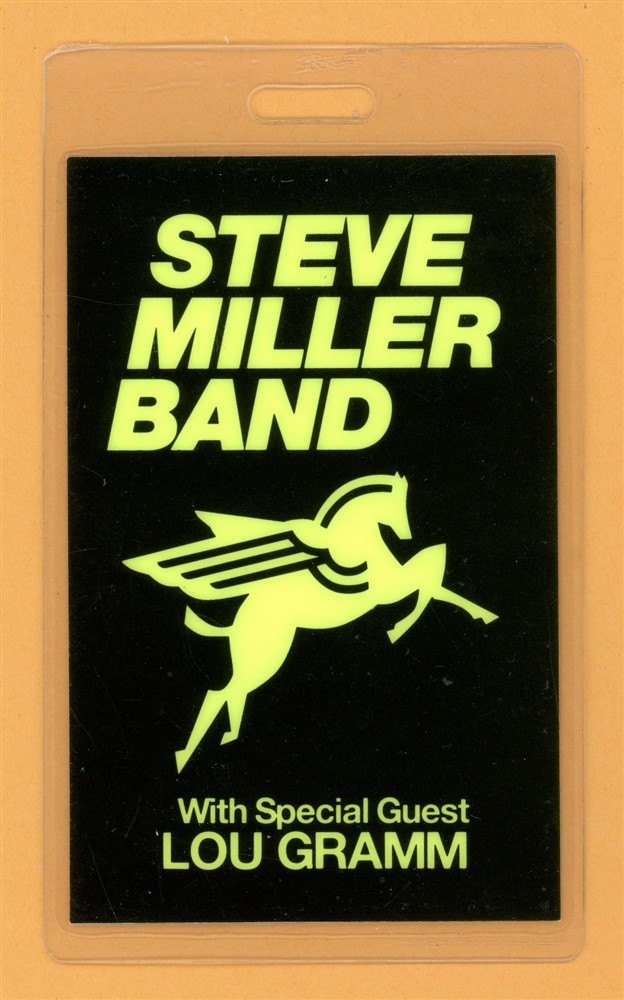 Steve Miller Band 1990 w/ Lou Gramm Foreigner Tour Laminated Backstage Pass