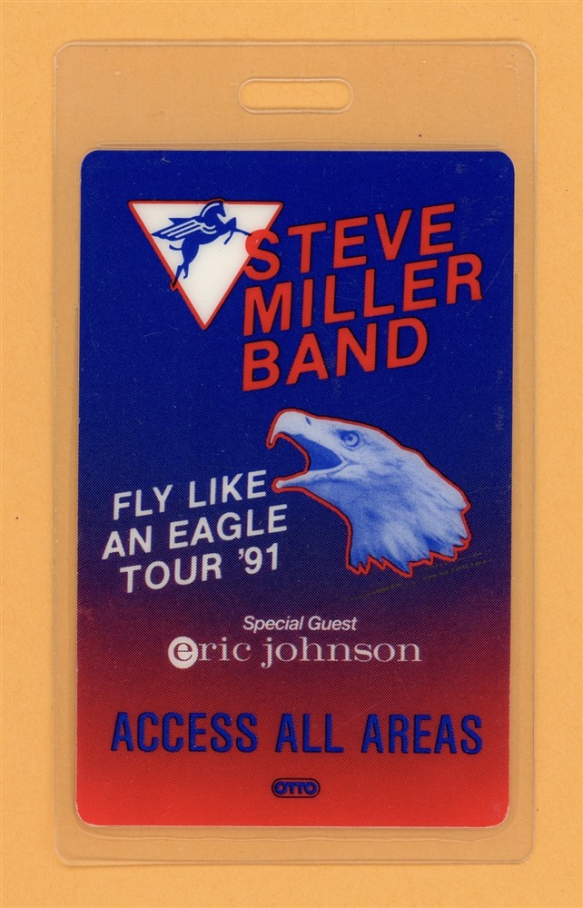 Steve Miller Band 1991 w/ Eric Johnson Tour Laminated Backstage Pass