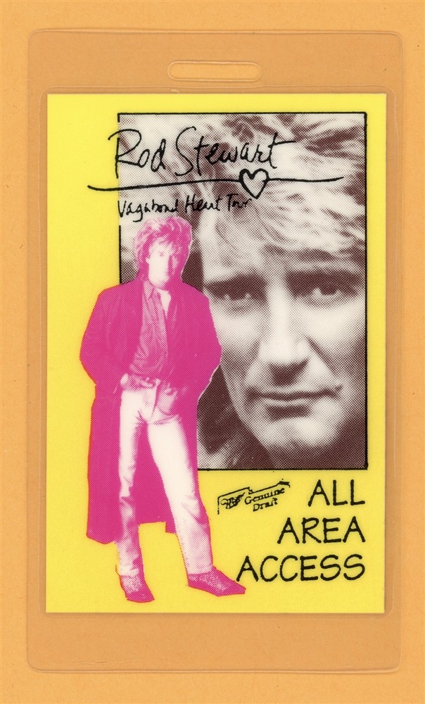 Rod Stewart 1991 Vagabond Tour AAA Laminated Backstage Pass