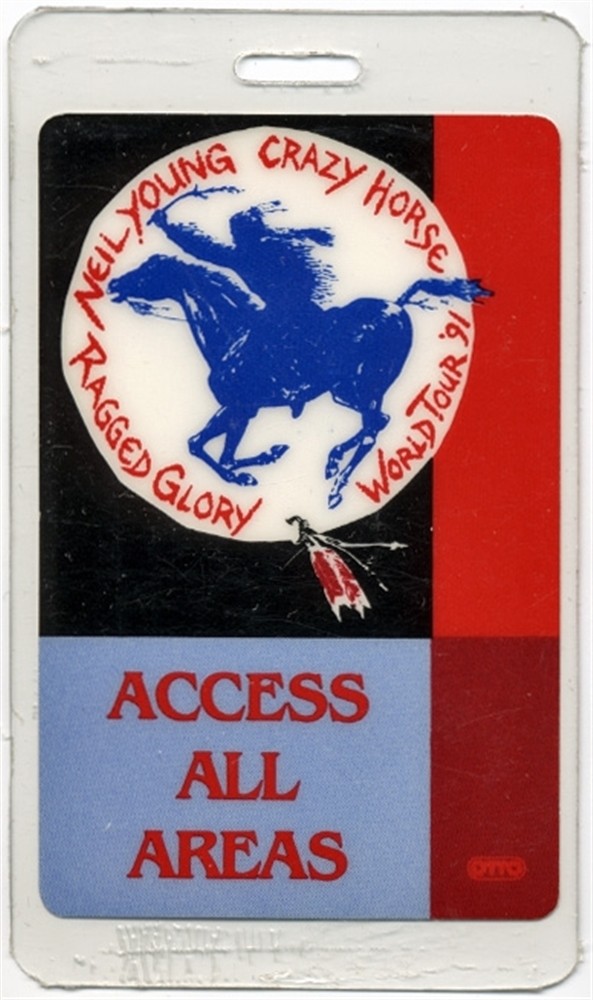 Neil Young 1991 Ragged Glory Concert Tour All Access Laminated Backstage Pass