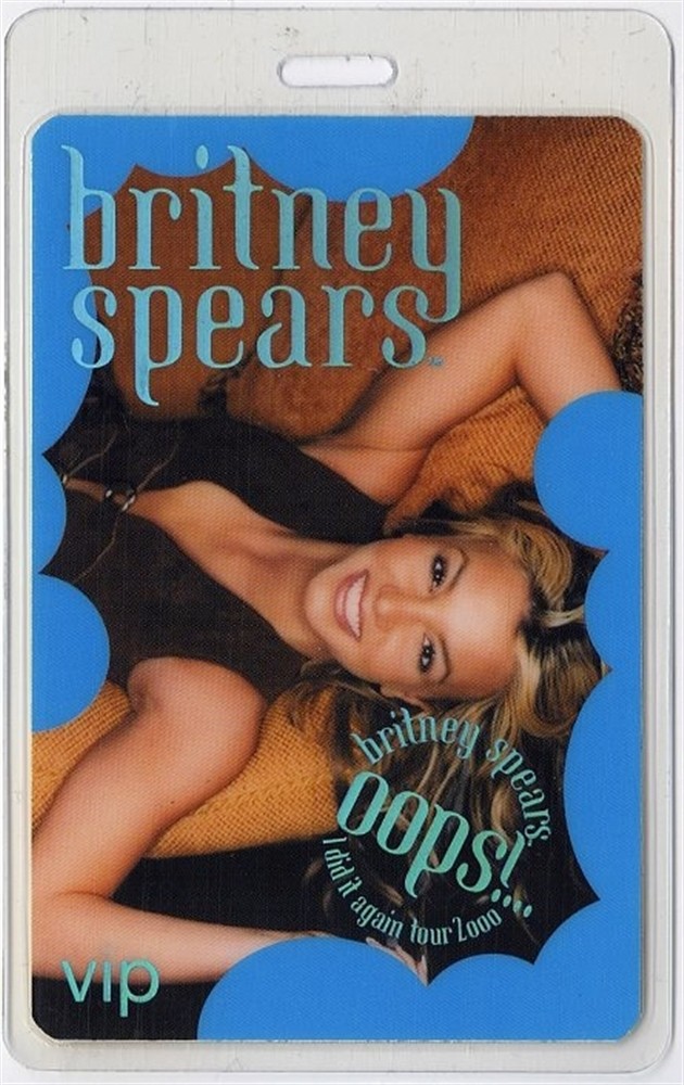 Britney Spears 2000 Oops I Did it Again Concert Tour Laminated Backstage Pass