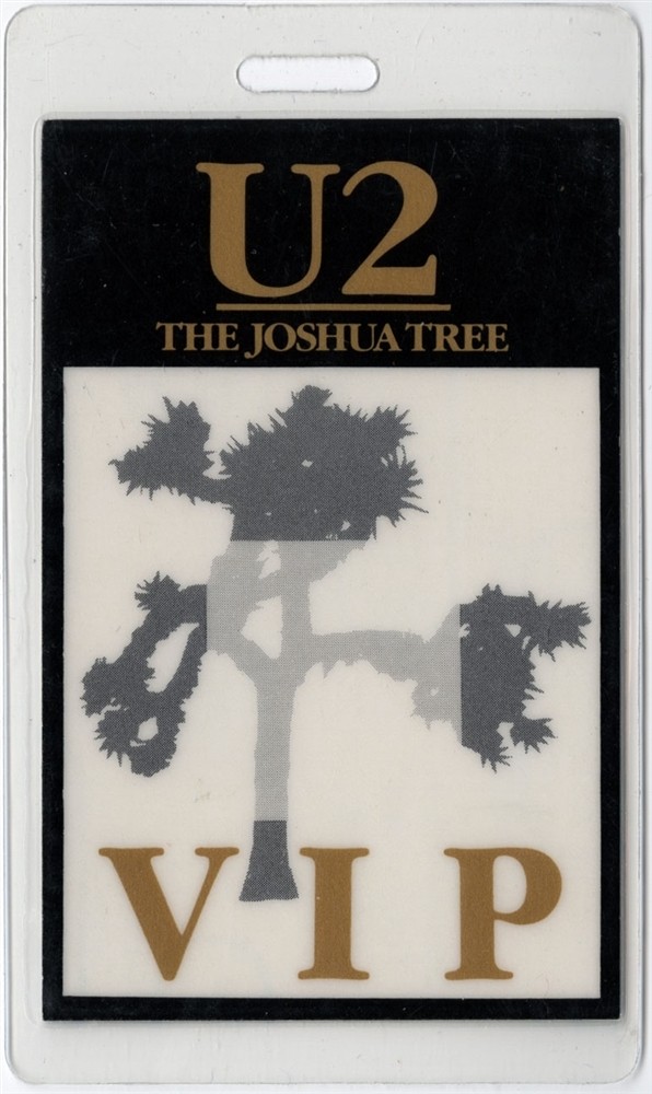 U2 1987 Joshua Tree Concert Tour Vintage VIP Laminated Backstage Pass