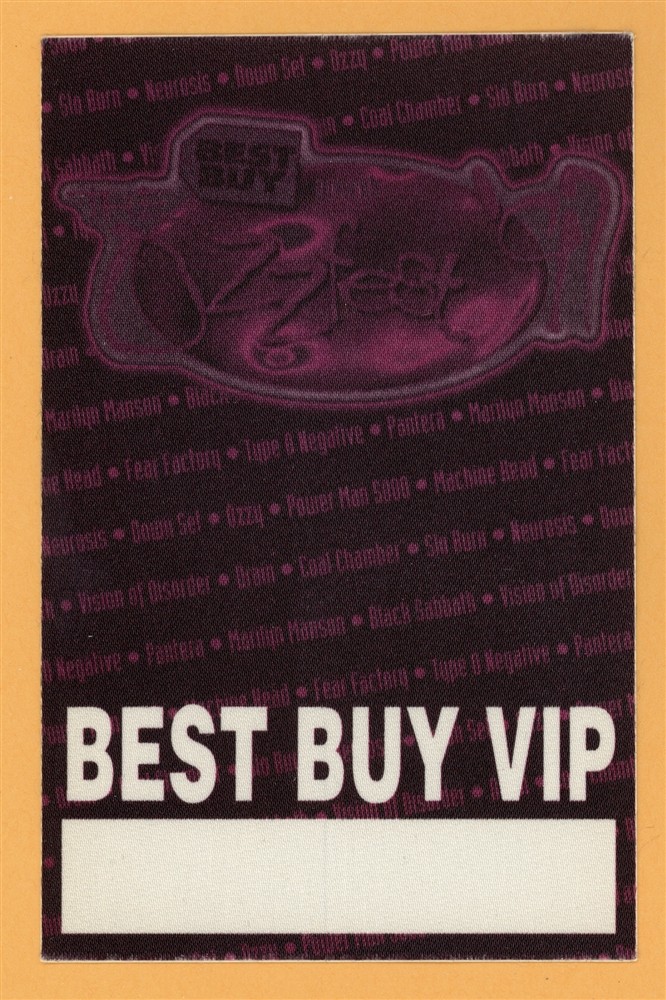 Ozzy Osbourne 1997 Black Sabbath Ozzfest Concert Tour Best Buy Backstage Pass
