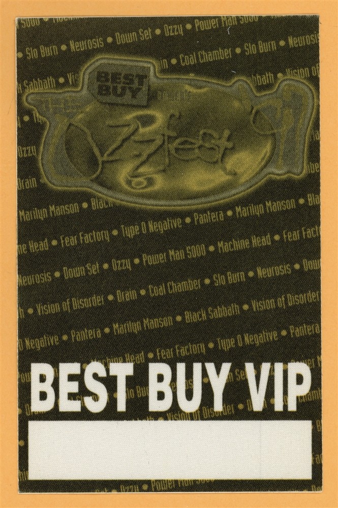 Ozzy Osbourne 1997 Black Sabbath Ozzfest Concert Tour Best Buy Backstage Pass