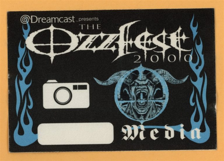 Ozzy Osbourne 2000 Ozzfest w/ Pantera Concert Tour Media Backstage Pass