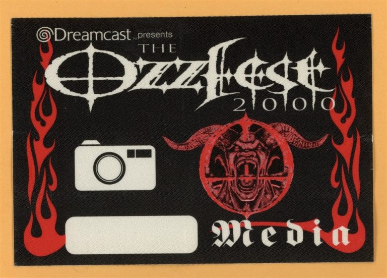 Ozzy Osbourne 2000 Ozzfest w/ Pantera Concert Tour Media Backstage Pass