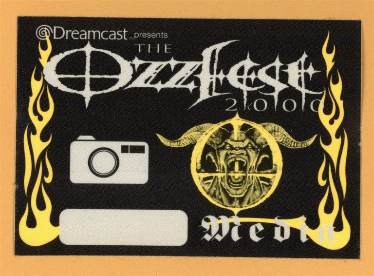 Ozzy Osbourne 2000 Ozzfest w/ Pantera Concert Tour Media Backstage Pass