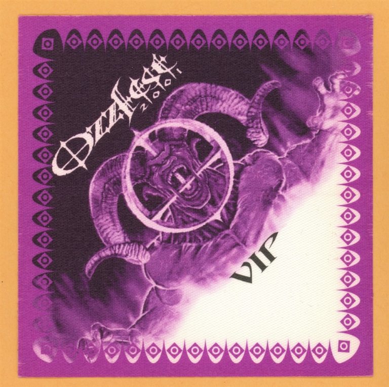 Ozzy Osbourne 2001 Black Sabbath Ozzfest Concert Tour VIP Backstage Pass
