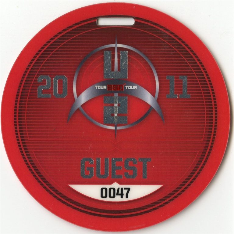 U2 2011 360 Degrees Concert Tour Guest Foil Laminated Backstage Pass