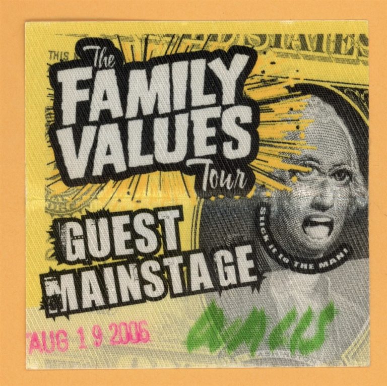 Limp Bizkit 2006 Korn Family Values Concert Tour GUEST Backstage Pass