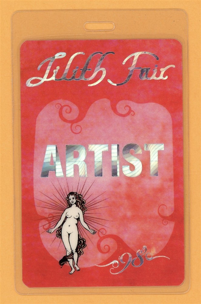 Sarah McLachlan 1998 Lilith Fair Tour w/ Indigo Girls Laminated Backstage Pass