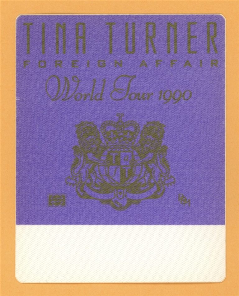 Tina Turner 1990 Foreign Affair Concert Tour Backstage Pass