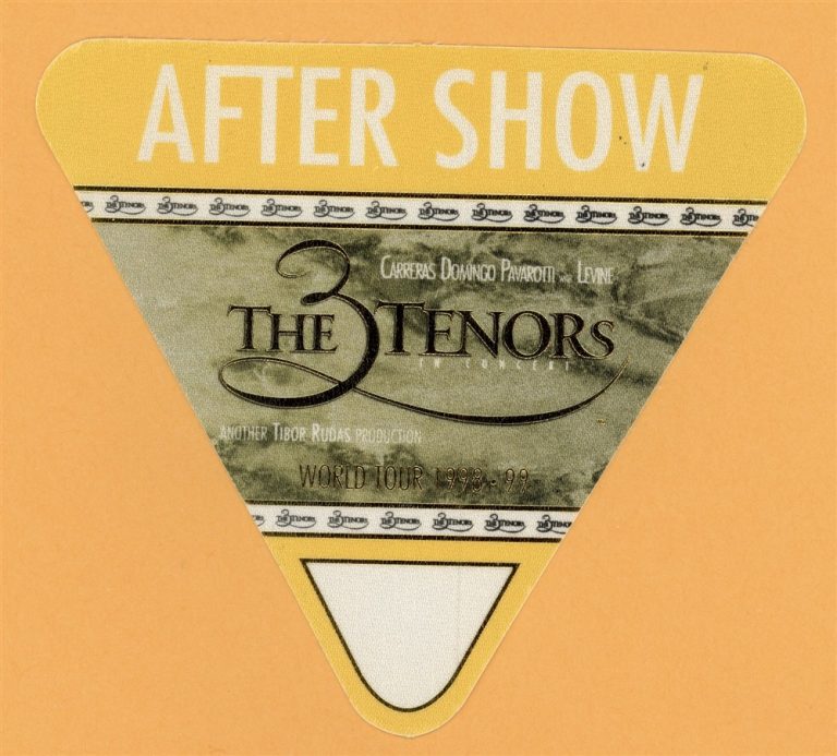 3 Tenors 1998 Luciano Pavarotti Concert Tour AFTER SHOW Backstage Pass