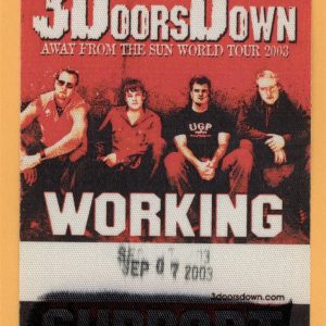 3 Doors Down 2003 Away From The Sun Tour WORKING Backstage Pass