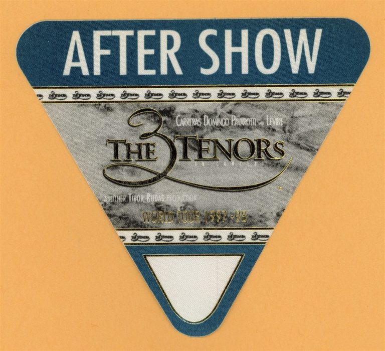 3 Tenors 1998 Luciano Pavarotti Concert Tour AFTER SHOW Backstage Pass