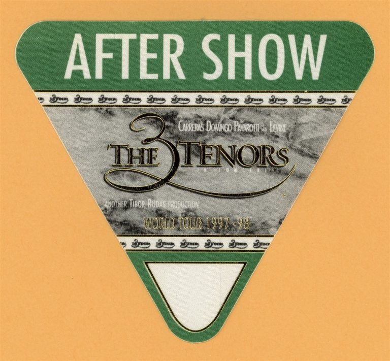 3 Tenors 1998 Luciano Pavarotti Concert Tour AFTER SHOW Backstage Pass