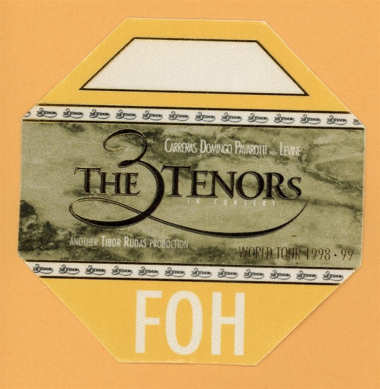 3 Tenors 1998 Luciano Pavarotti Concert Tour FRONT of HOUSE Backstage Pass