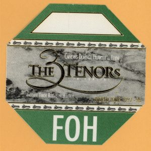 3 Tenors 1998 Luciano Pavarotti Concert Tour FRONT of HOUSE Backstage Pass
