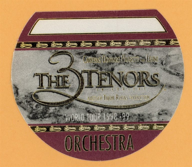 3 Tenors 1998 Luciano Pavarotti Concert Tour ORCHESTRA Backstage Pass
