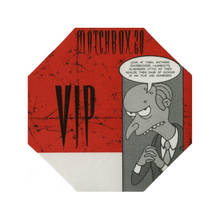 Matchbox 20 2001 Mad Season Concert Tour VIP Backstage Pass